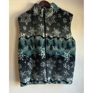 Vintage 90s Starfire Faux Fur Vest M Cabin Novelty Kitsch Retro Ski Lodge‎ Cozy